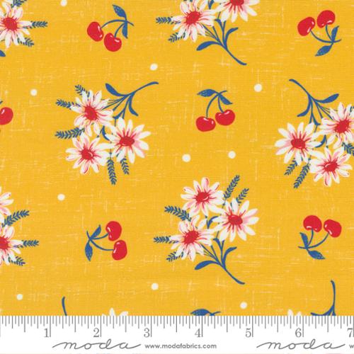 Julia Collection Cherry Daisy Cotton Fabric 11922 yellow