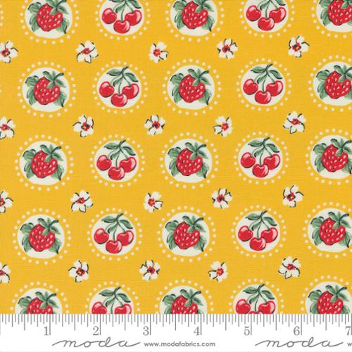 Julia Collection Cherry Strawberry Flower Cotton Fabric 11924 yellow