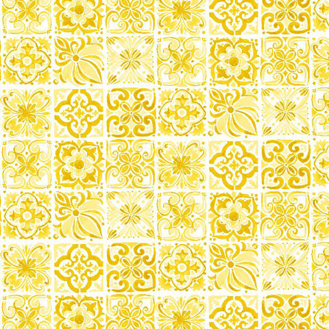 yellow, Lavender Lemonade Collection Tiles Cotton Fabric 39888