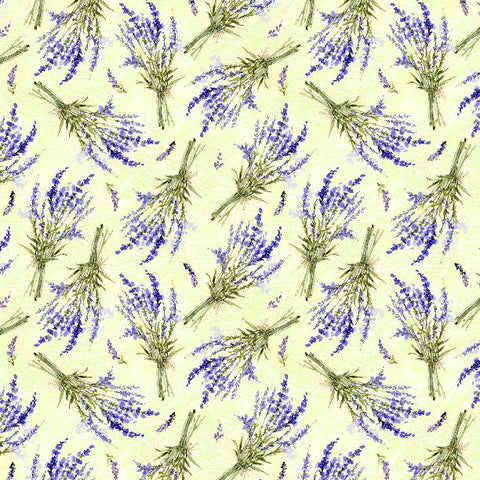 yellow, Lavender Lemonade Collection Tossed Lavender Cotton Fabric 39884