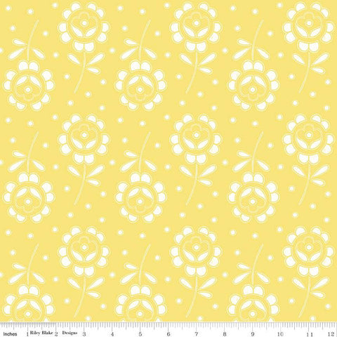 Yellow, Sewing Seeds Collection Rose Cutwork Cotton Fabric CD15693