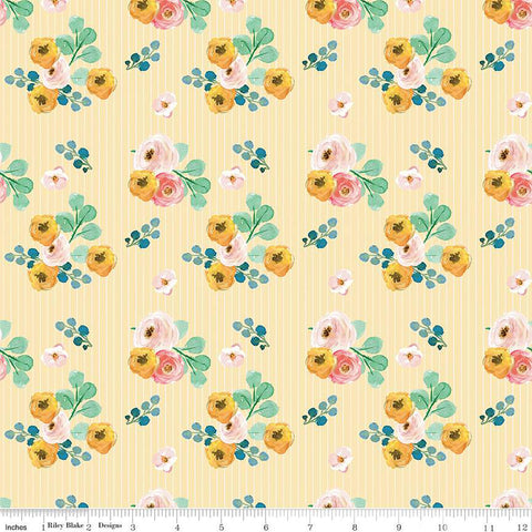 Spring Gardens Collection Bouquets Cotton Fabric C14111 yellow