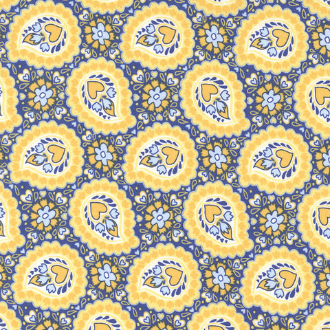 Sunflowers in My Heart Collection Provence Paisley Cotton Fabric 27323 yellow