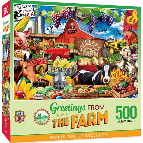 Greetings From the Farm - 500 Piece Jigsaw Puzzle 32566 front of box