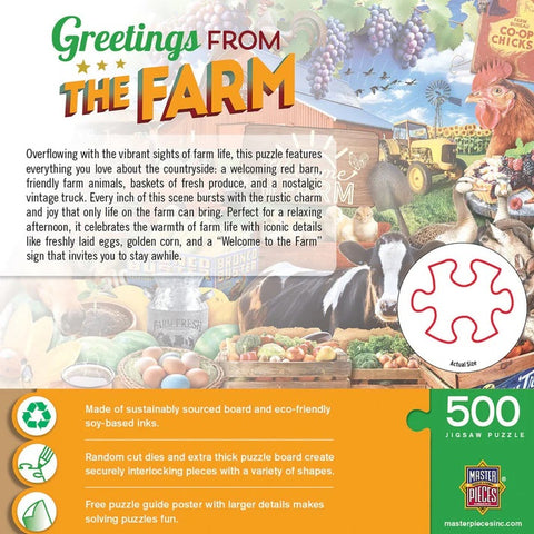 Greetings From the Farm - 500 Piece Jigsaw Puzzle 32566 back of box