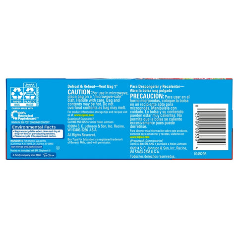 Back of the Ziploc bag box