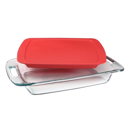 Easy Grab 3-Quart Glass Baking Dish with Red Lid 1090949