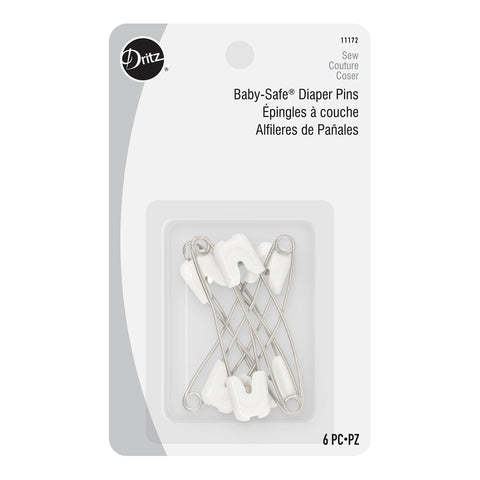 6-Count Baby-Safe White Diaper Pins 11172