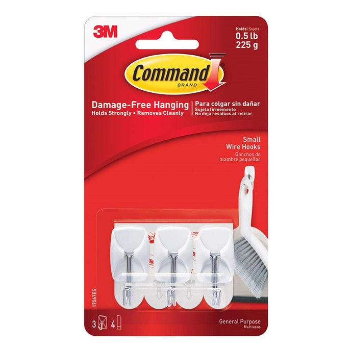 3-Pack Command White Small Plastic Wire Hooks 17067