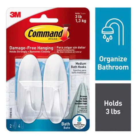 Command Medium Plastic Bath Hook 17081B