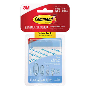 Command Clear Assorted Refill Strips 17200CLR