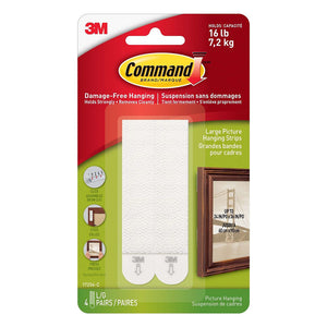White 4 Pairs Command Large Picture Hanging Strips