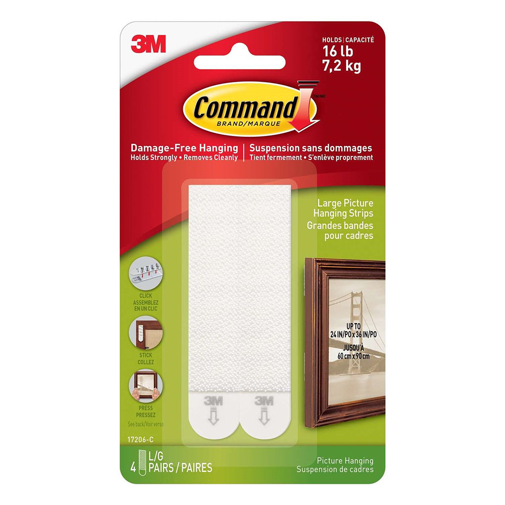 White 4 Pairs Command Large Picture Hanging Strips