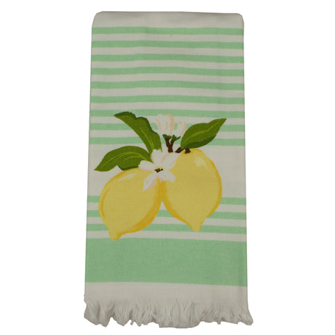 Ritz Dual-sided Kitchen Towel W/ Fringe Lemon Cluster Stripe 18688