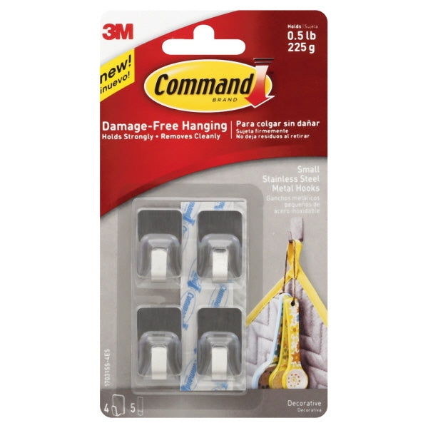 Command Small Stainless Steel Hooks 20710-3M
