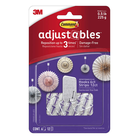 Command Adjustables Small Plastic Hooks 20710-3M