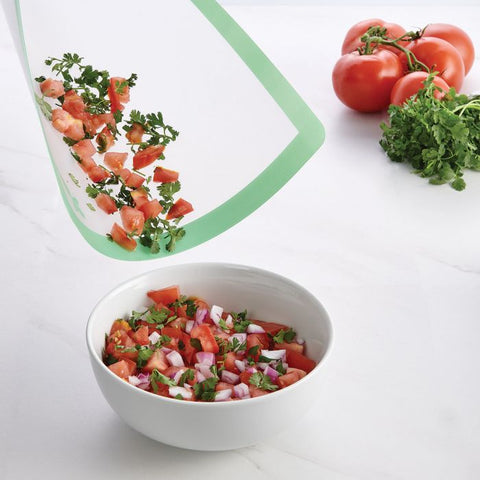 Flexible Mat Funneling Ingredients Into Bowl
