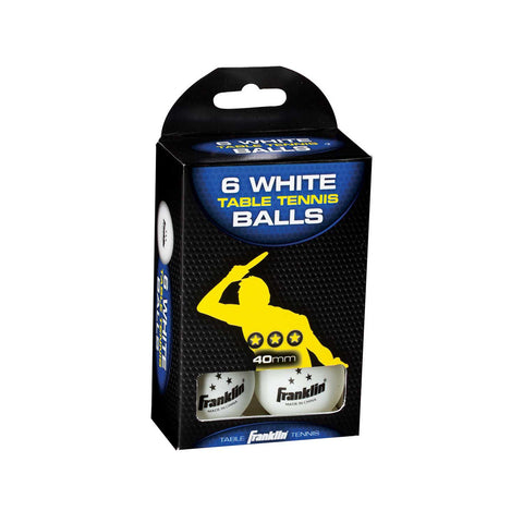 Franklin 40mm 3-star White Table Tennis Balls 6-pack 57102