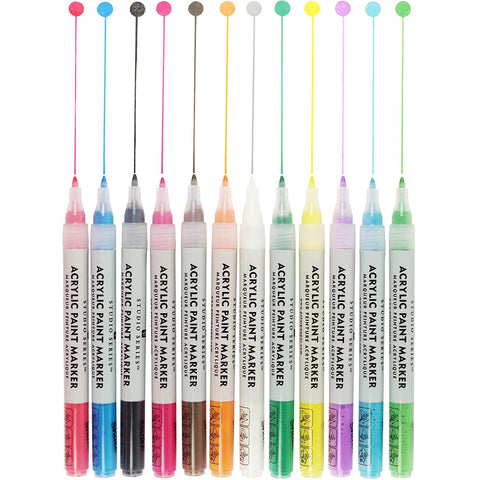 12 Vibrant Colors of Acrylic Paint Markers