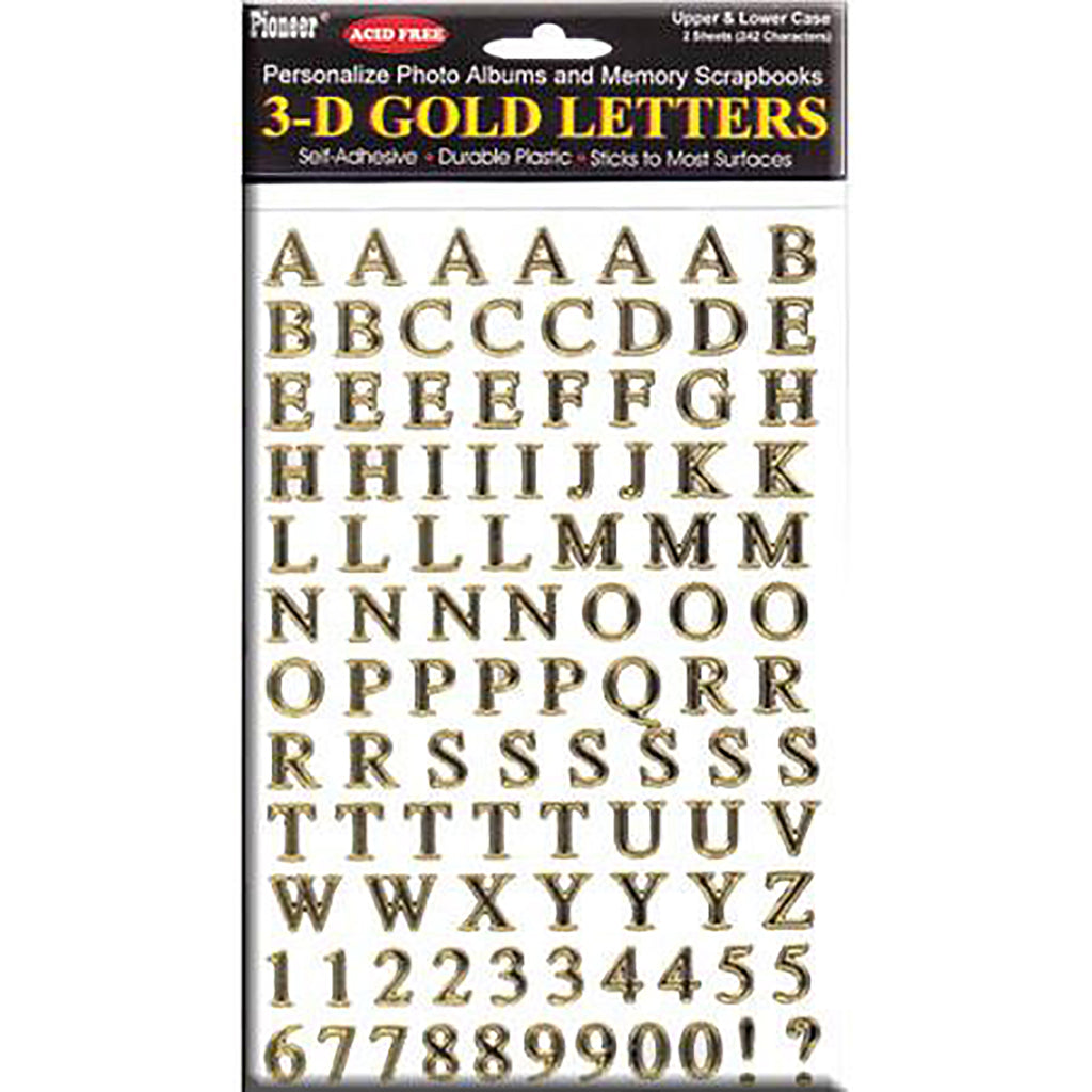 Slim gold letters 3D letter stickers for scrapbooking