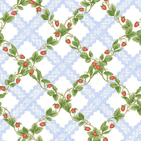 Strawberry Garden Collection Strawberry Lattice Cotton Fabric