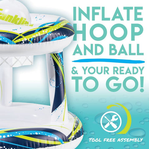 inflate hoop and ball and you're ready to go, tool free assembly