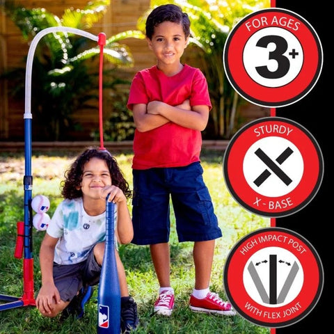 for ages 3+, sturdy X-base, high impact post with flex joint