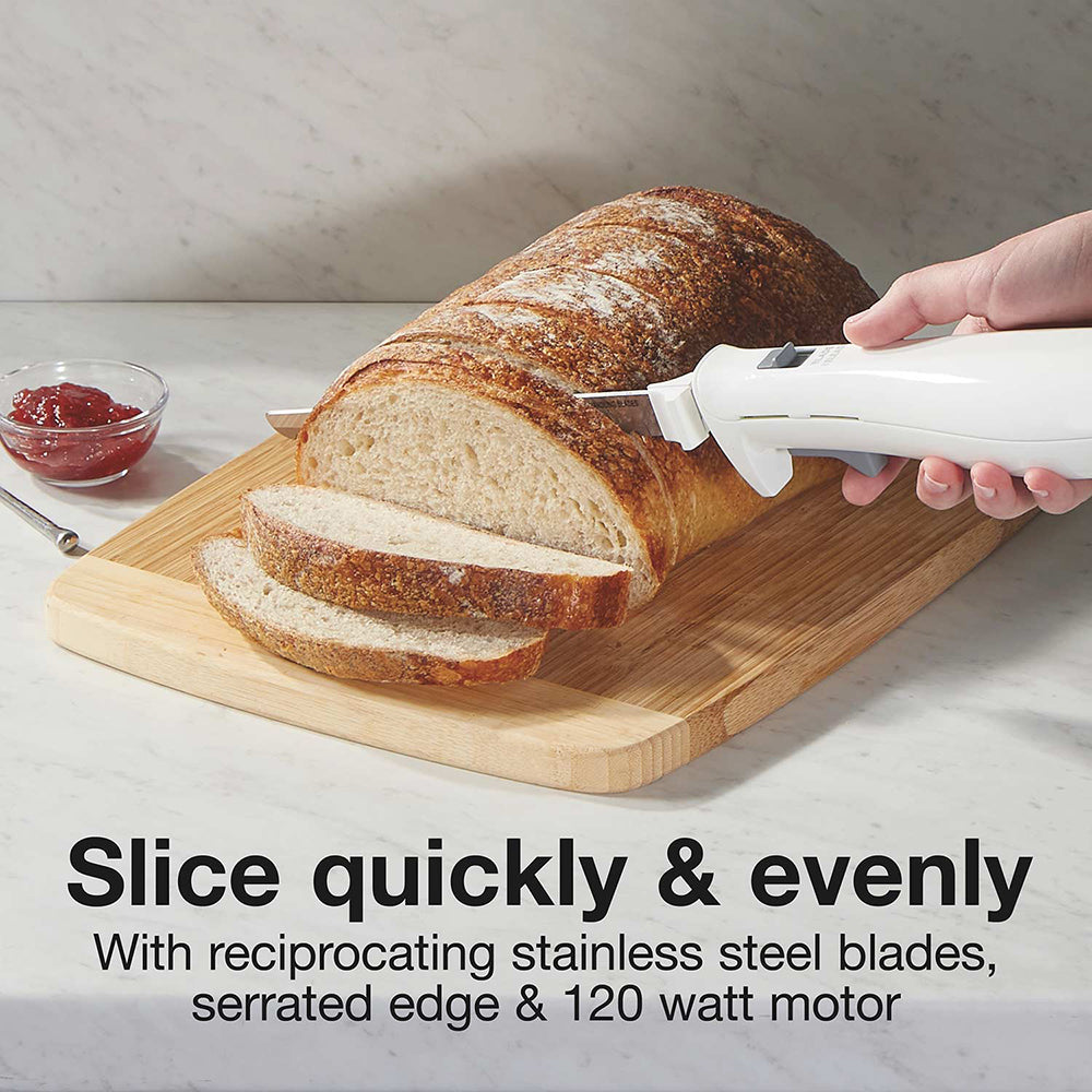 Electric Carving Slicer Kitchen Knife - Portable Electrical Food Cutter Knife Set with Bread and Carving Blades, Wood Stand, for Meat, Turkey, Bread