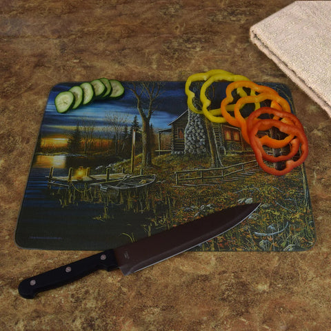 Cabin Cutting Board with Food