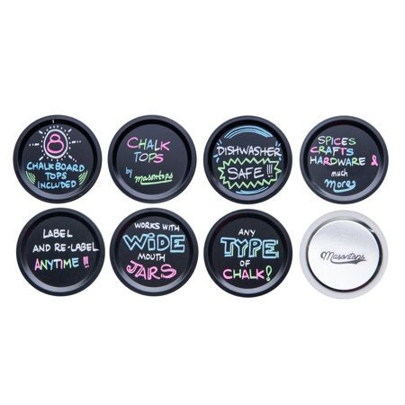 8-Pack Chalkboard Wide Mouth Mason Jar Lids CTW8