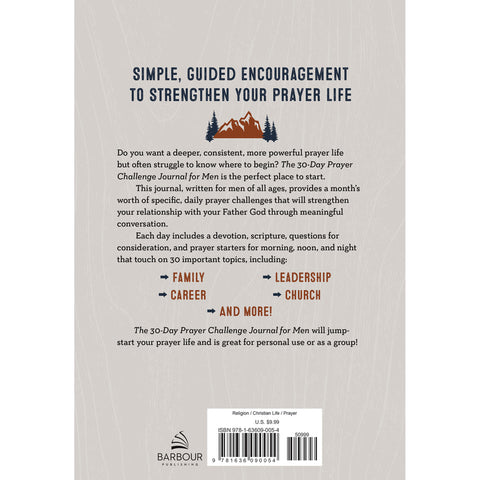 The 30-Day Prayer Challenge Journal for Men Back Cover