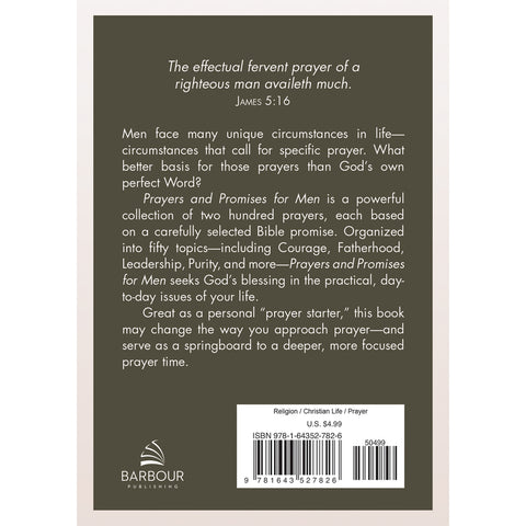 Prayers and Promises for Men Back Cover