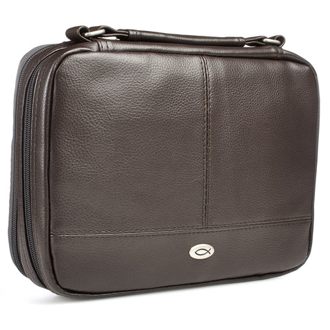 Brown Faux Leather Organizer Bible Cover BBM457