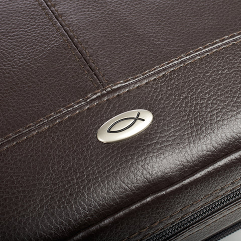 Brown Faux Leather Organizer Bible Cover BBM457