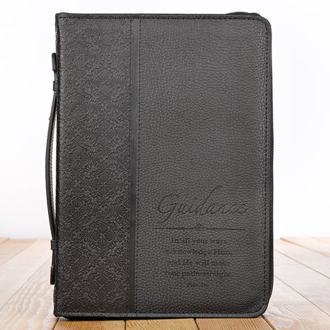 Guidance Black Faux Leather Bible Cover BBM495