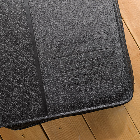 Guidance Black Faux Leather Bible Cover BBM495
