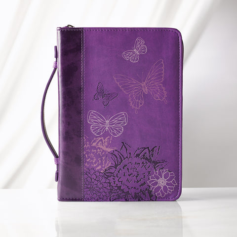 New Creation Purple Faux Leather Bible Cover BBM527