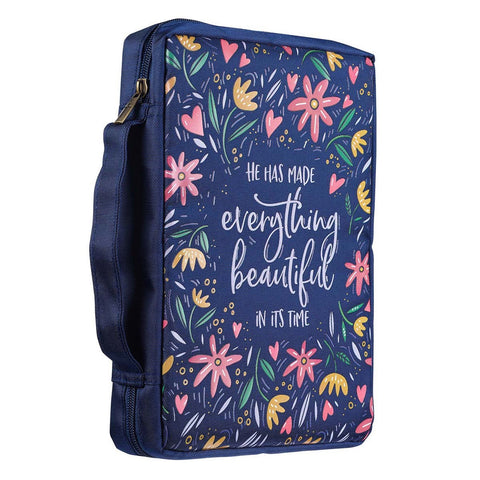 He Has Made Everything Beautiful Navy Floral Value Bible Cover - Ecclesiastes 3:11 Side View