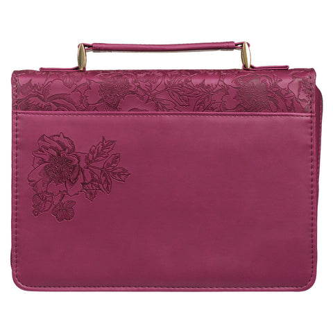 Walk by Faith Ruby Red Faux Leather Fashion Bible Cover - 2 Corinthians 5:7 Back