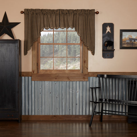Black Check Homespun Curtains 20