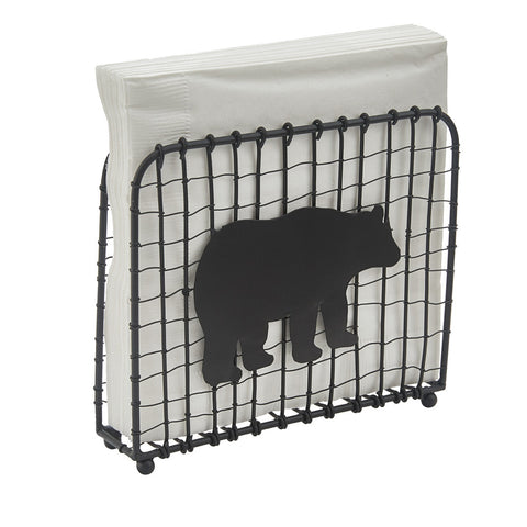 Black Bear Wire Lunch Napkin Holder 22-465 with napkins
