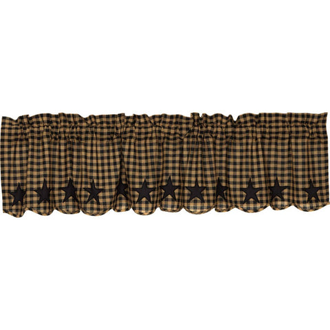 Victorian Hearts Black Star scallop valance