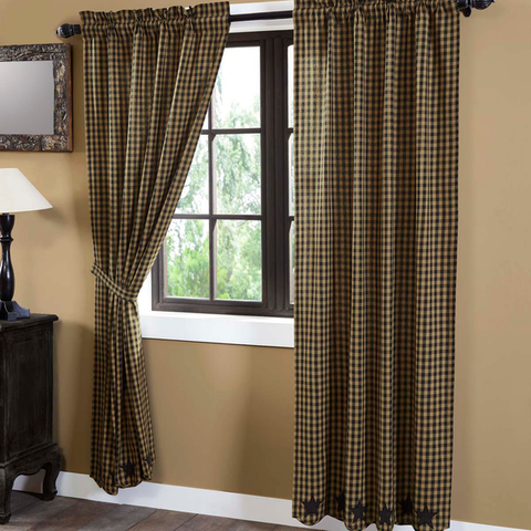 Victorian Heart Black Star Curtain panels.