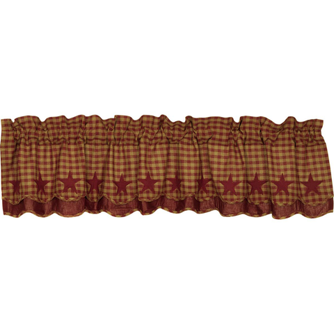 Layed valance curtain.