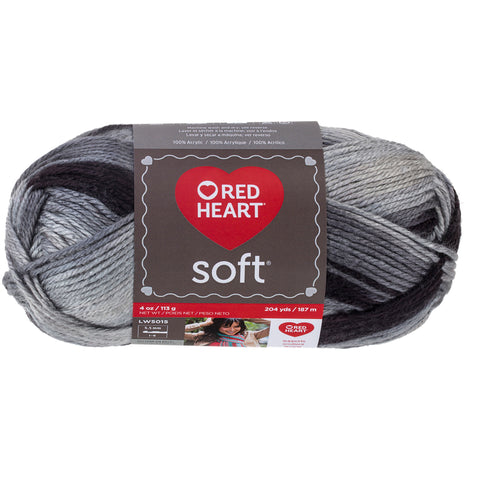 Grayscale Red Heart yarn.