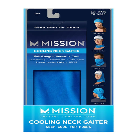 Mission blue cooling neck gaiter in package