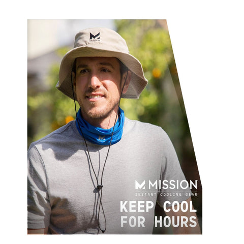 Mission blue cooling neck gaiter in use