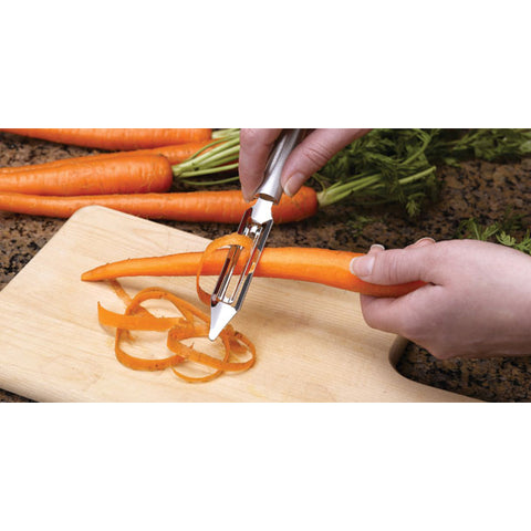 Silver handled vegetable peeler