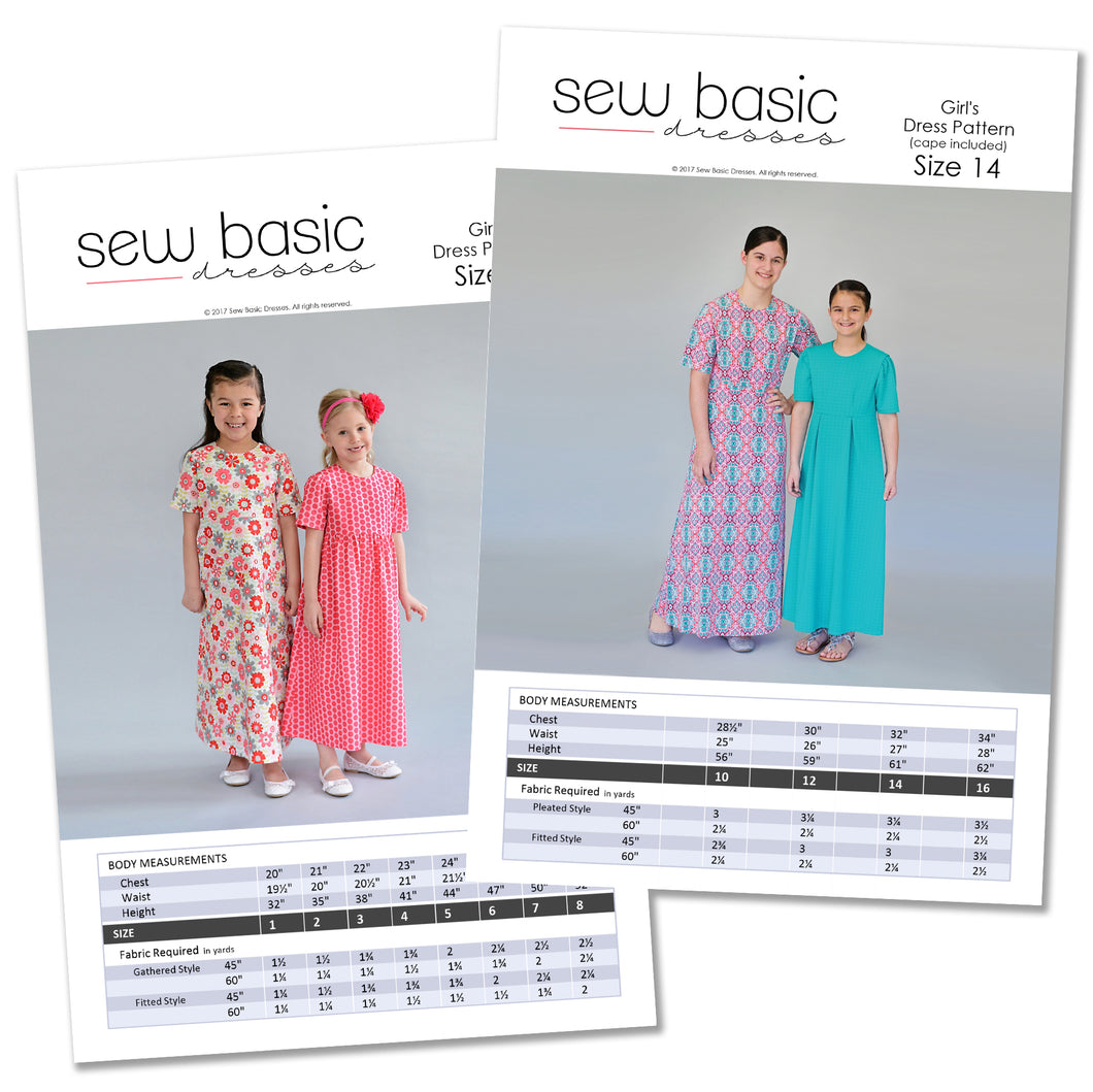 Sew Basic dress patterns, front of package.