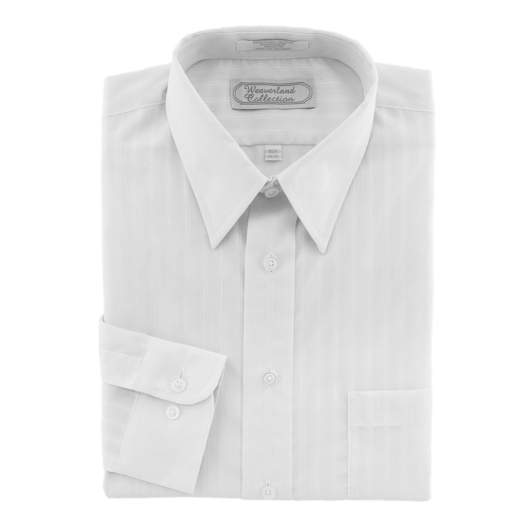 Weaverland Collection Men's White Tone-on-Tone Dress Shirt 17-32/33